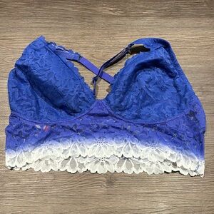 Blue and white bralette